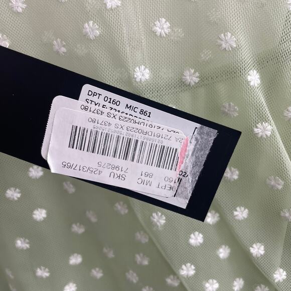 NWT Gianni Bini Long Sleeve Mesh Floral Embroidered Ruched Midi Dress Green XS - Picture 5 of 7